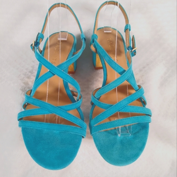 Talbots Blue Strappy Sandals with Low Block Heel - Picture 4 of 9